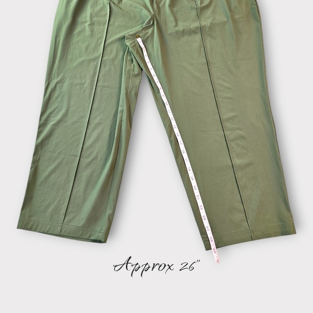 On 34th Plus Size Drawstring Commuter Pants in Olivine - Picture 9 of 12